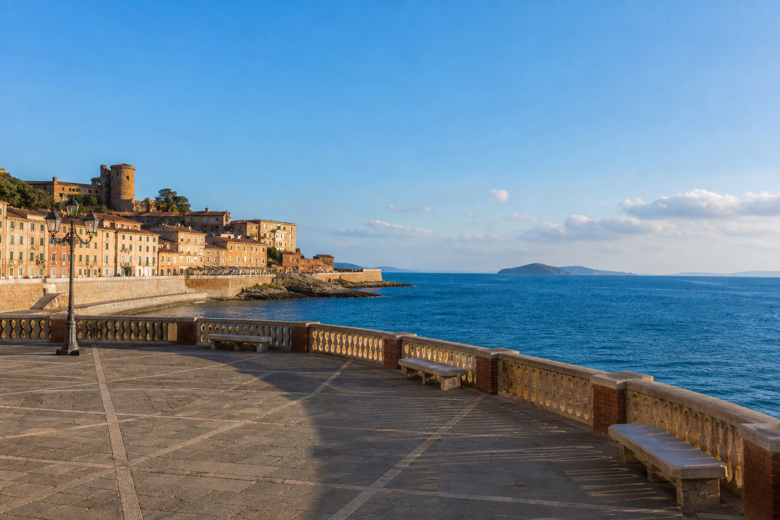 Panorama sul mare e sul centro storico di Piombino