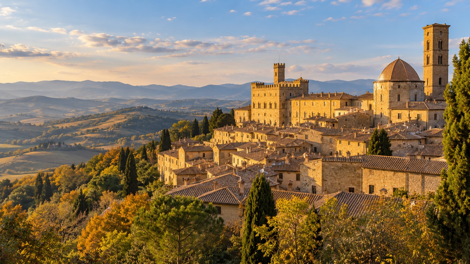 Panorama di Volterra e delle colline toscane